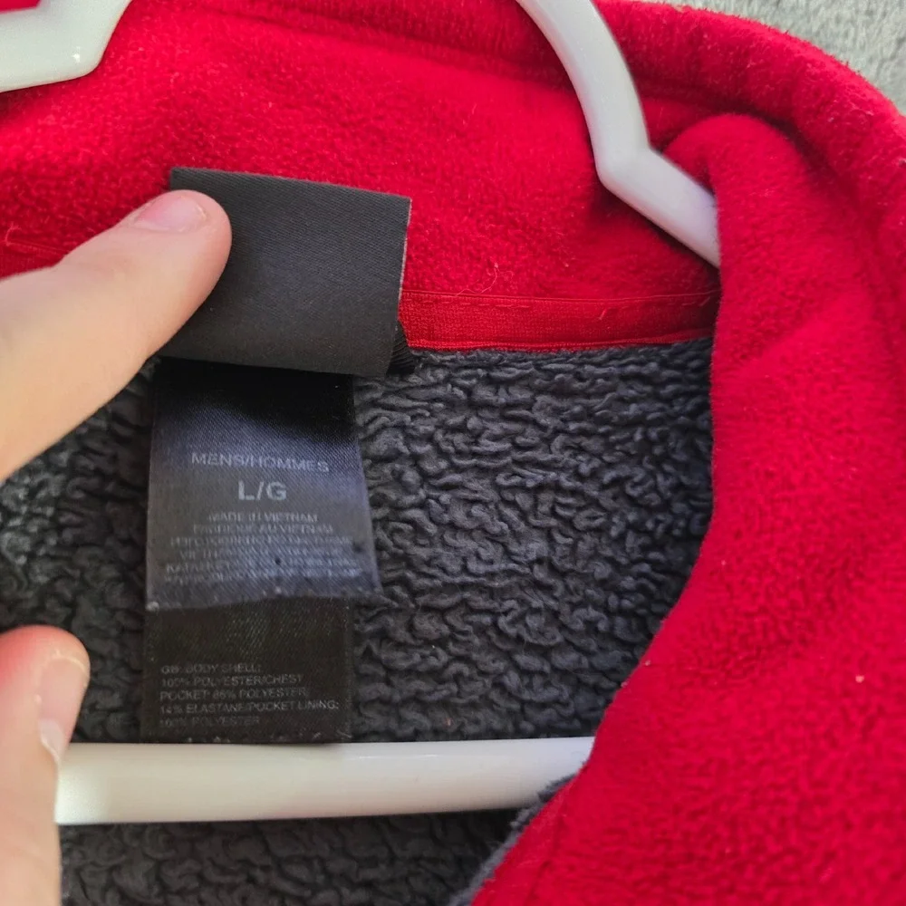 The‎ North Face Fleece Jacket Full Zip Pockets Red Gray Accents Mens Large